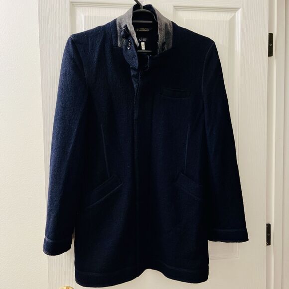 Armani Jeans Peacoat Men’s Small Navy Blue Wool 30th Anniversary Tweed Jacket - Picture 1 of 16